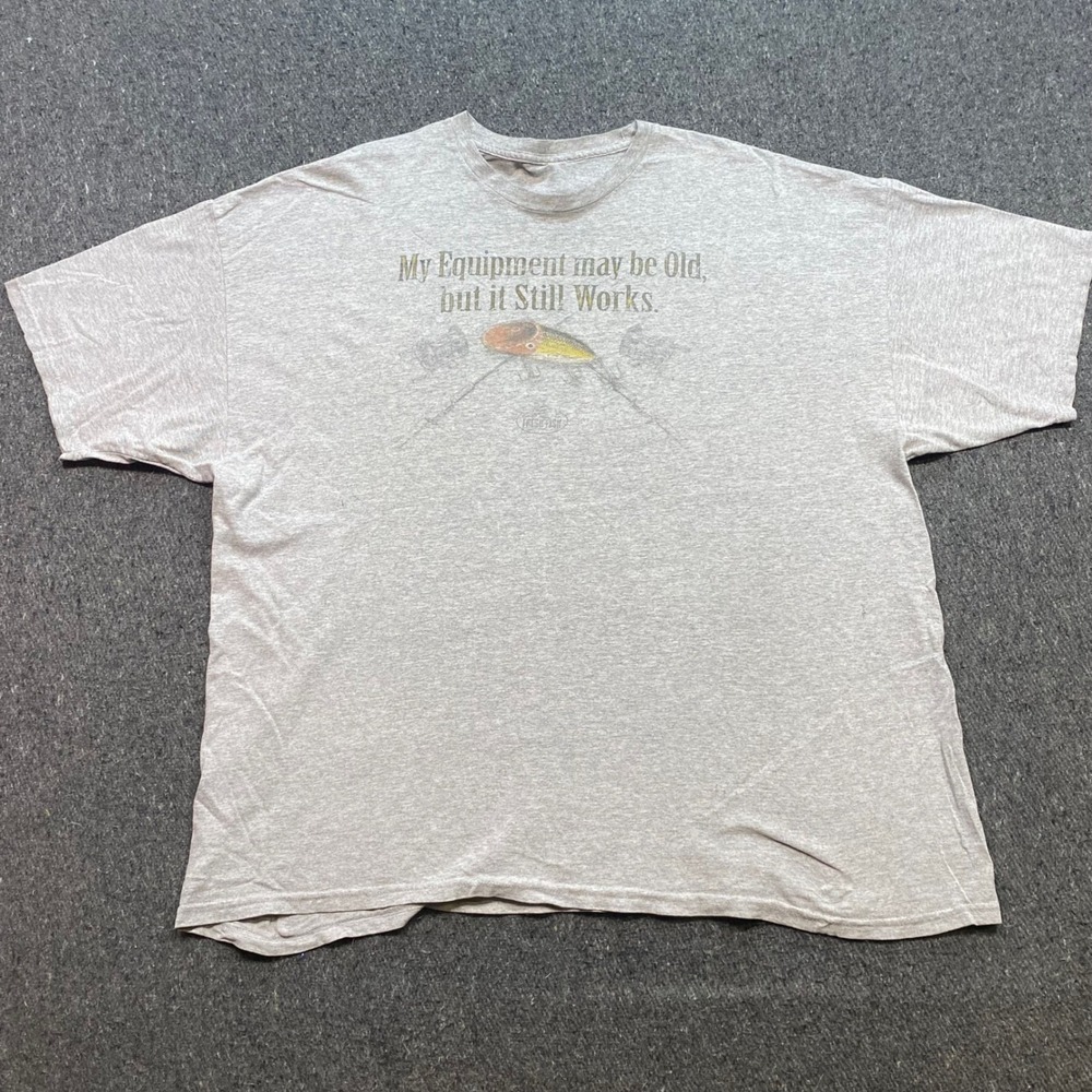 Fresh Fish TShirt Sz 2XL Mens Gray Fishing Lure Funny Dad Humor Graphic Skater